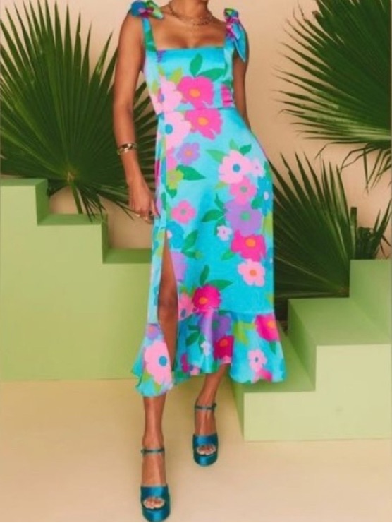 Show Me Your Mumu Garden Midi Dress In Multi-Picadilly, Floral Print, Size Xl.